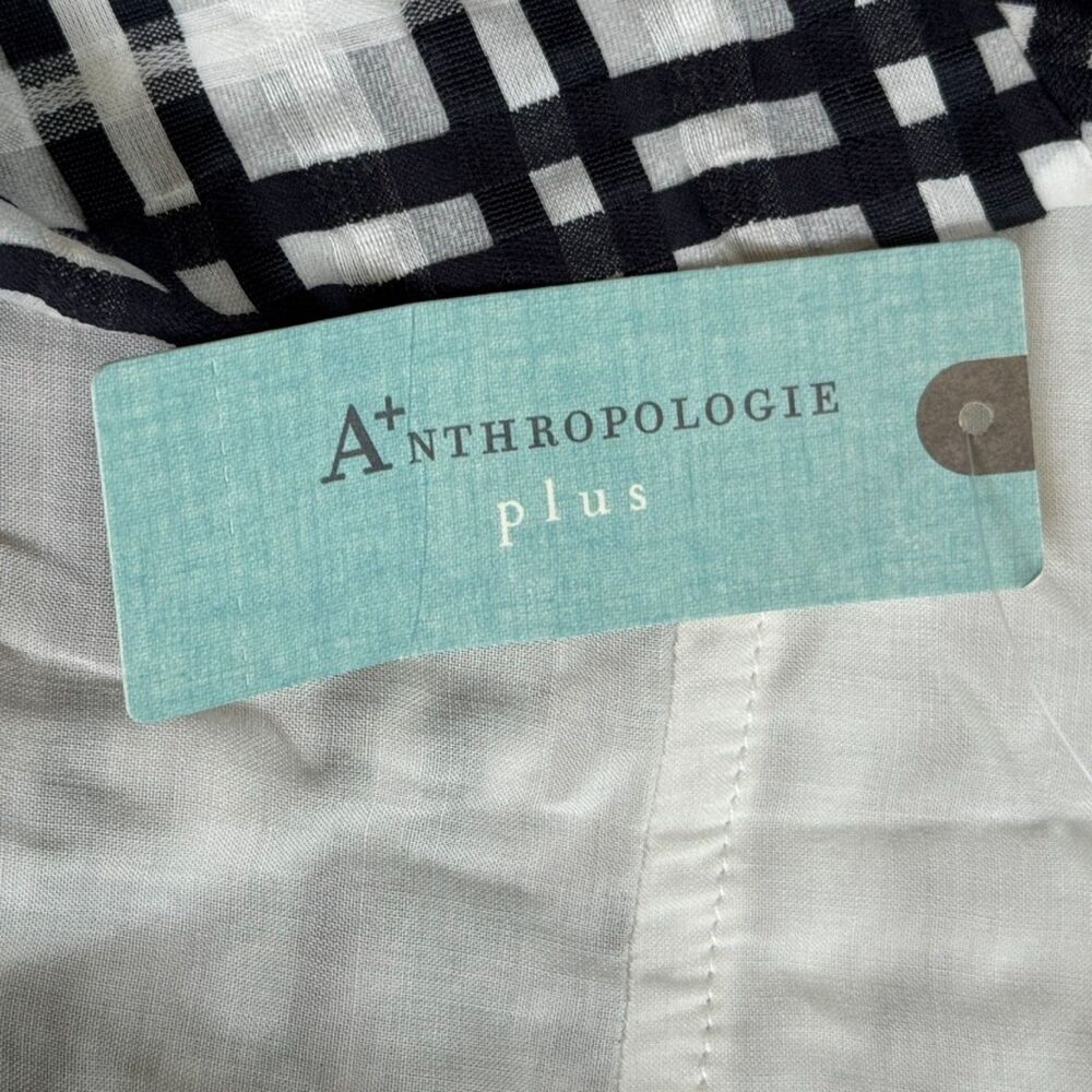 Maeve by Anthropologie Plus Size Black White Plaid Flounce Mini Shirt Dress NEW - Picture 8 of 12